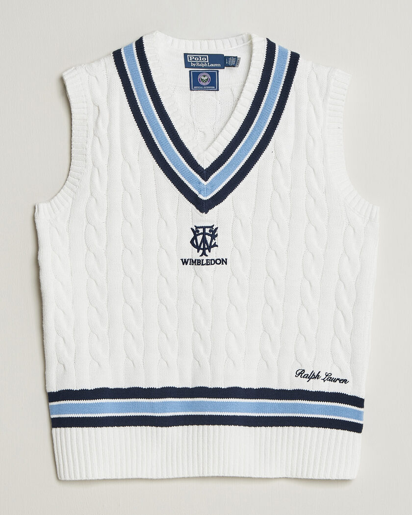 Polo Ralph Lauren Cotton Cable Vest Cream Combo – Hvid