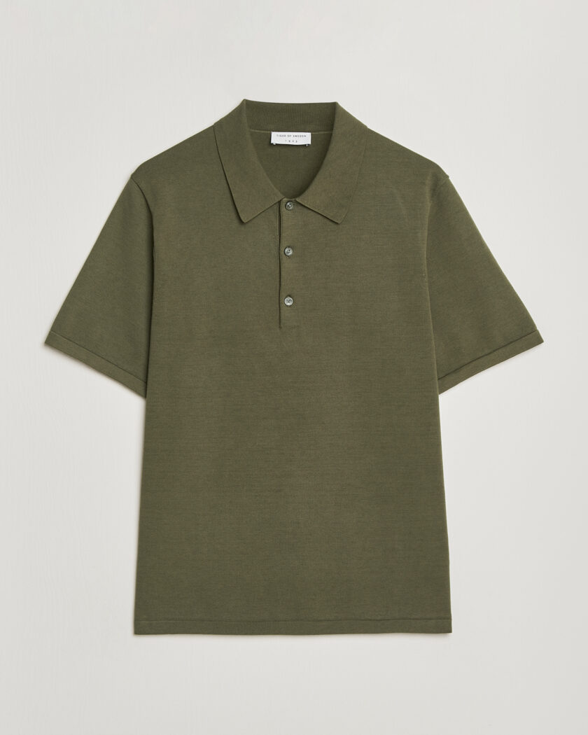 Tiger of Sweden Erros Cotton Knitted Polo Kalamata Green – Grøn