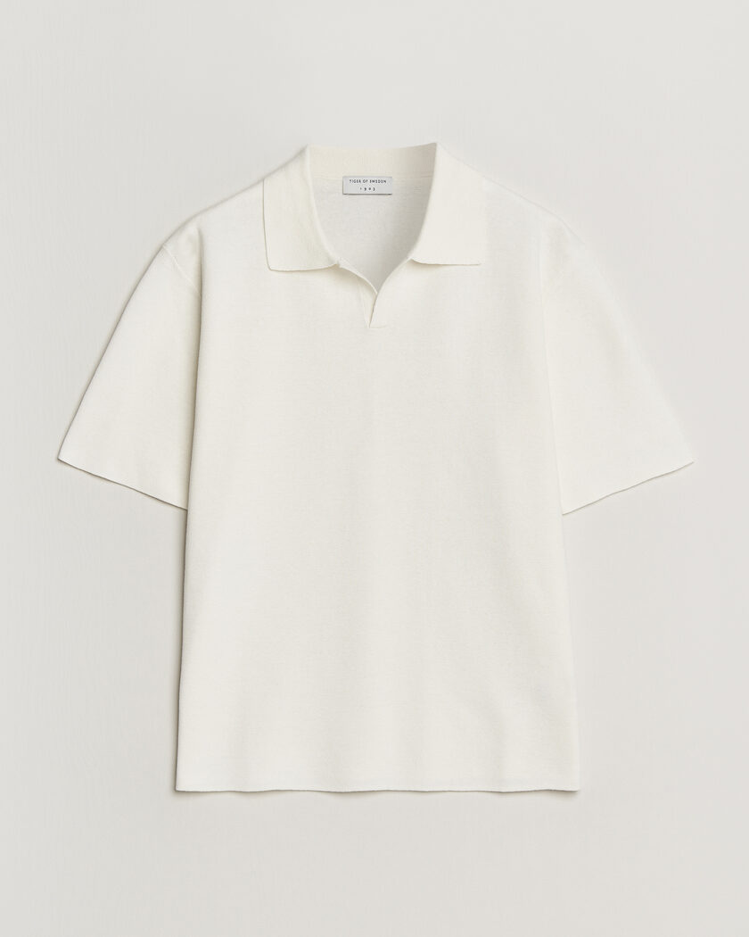 Tiger of Sweden Maelon Cotton/Linen Knitted Polo Pure White – Hvid