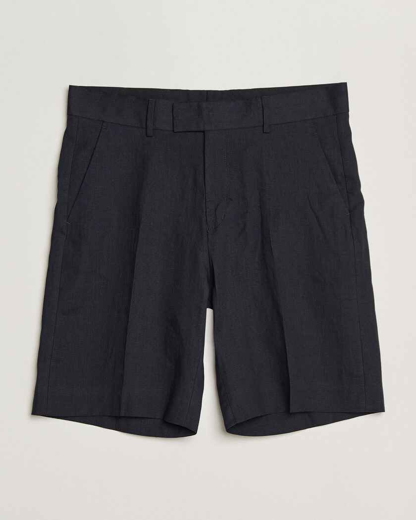 Tiger of Sweden Troy Pleated Linen Shorts Midnight Blue – Blå
