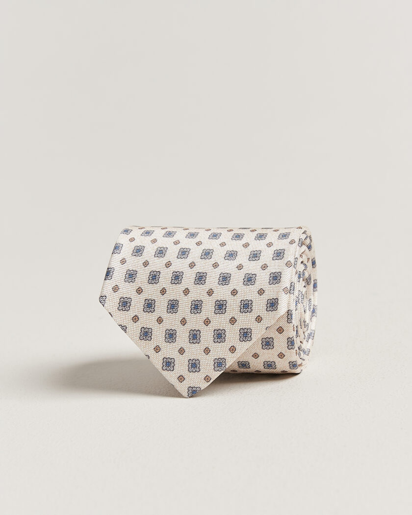 Amanda Christensen Silk Oxford 8cm Flower Tie Cream – Hvid