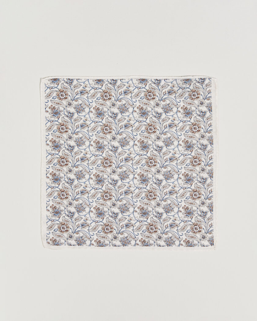 Amanda Christensen Silk Oxford Large Flower Pocket Square Cream – Hvid