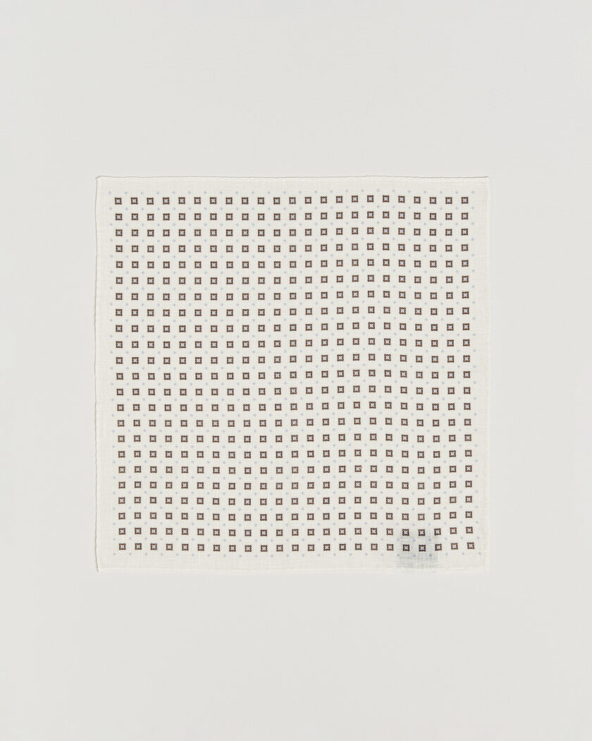 Amanda Christensen Linen Medallion Pocket Square Cream – Hvid