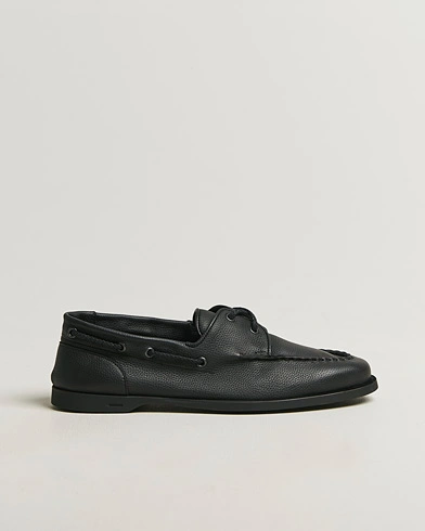 John Lobb Foil Boat Shoes Black Grain – Sort