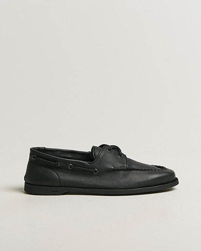 John Lobb Foil Boat Shoes Black Grain – Sort