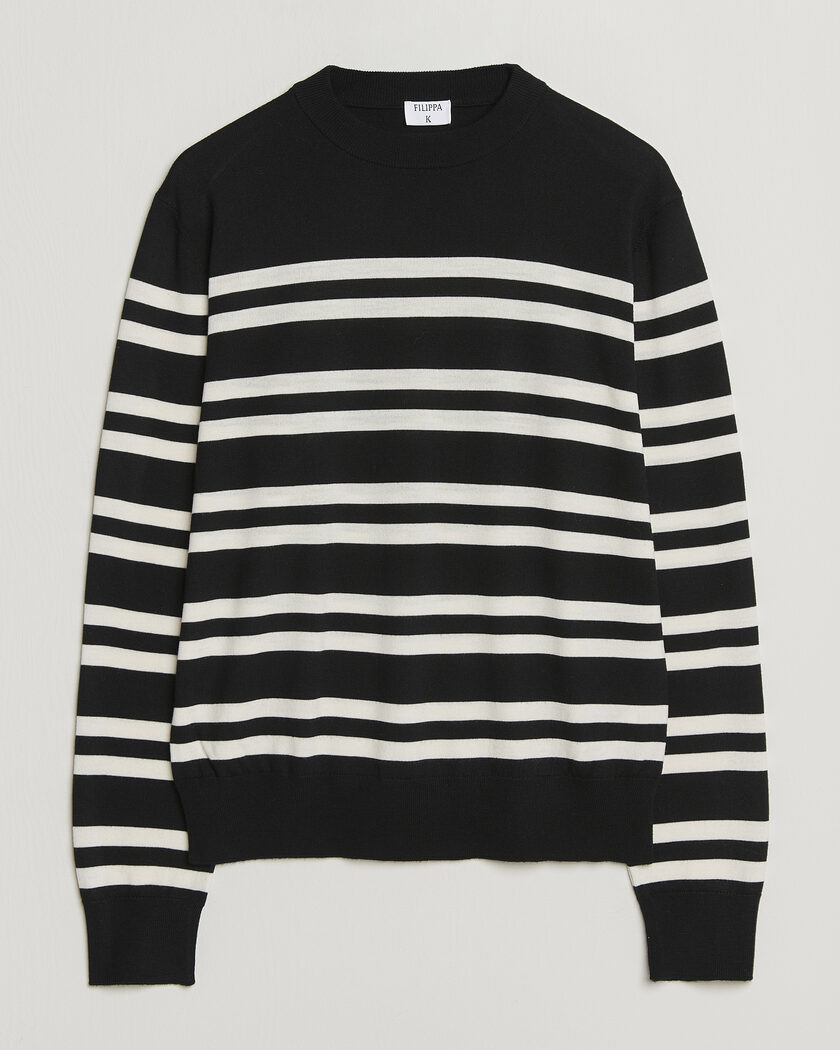 Filippa K Merino Knitted Striped Sweater Black/White – Sort