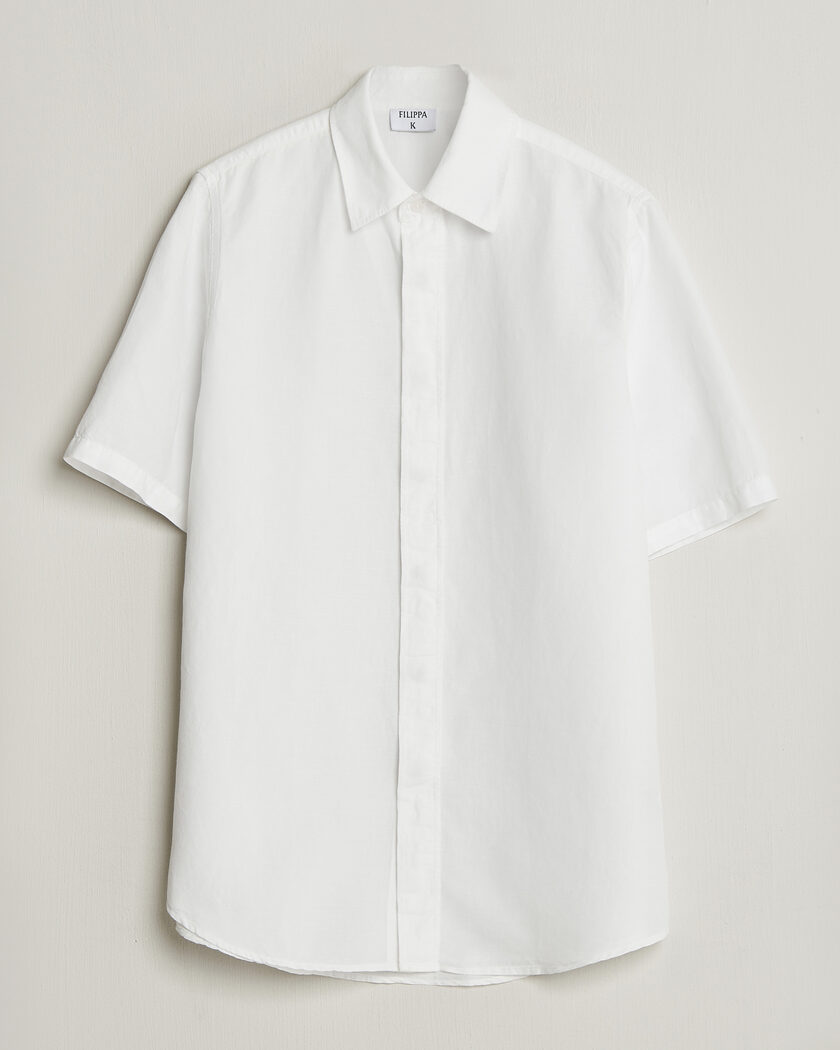 Filippa K Cotton/Linen Short Sleeve Shirt White – Hvid