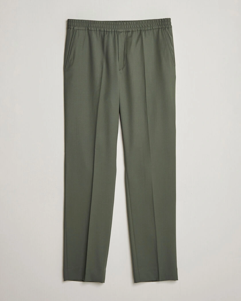 Filippa K Theo Relaxed Wool Trousers Grey Green – Grøn