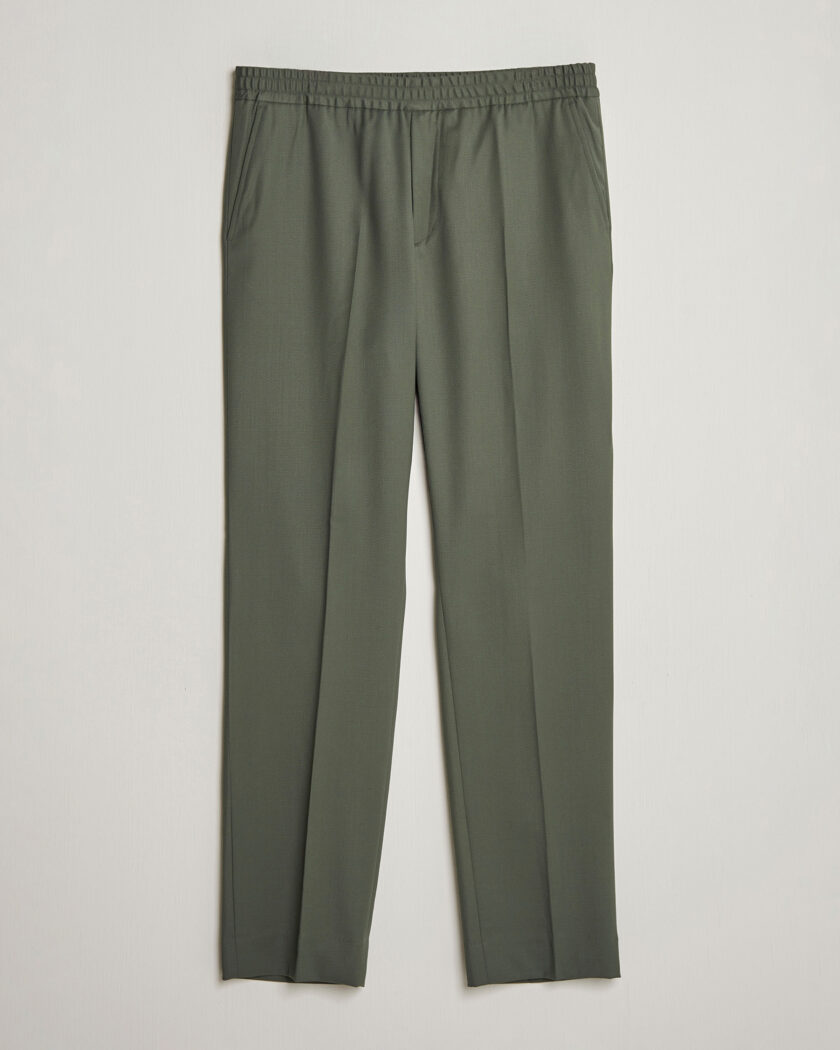 Filippa K Theo Relaxed Wool Trousers Grey Green – Grøn