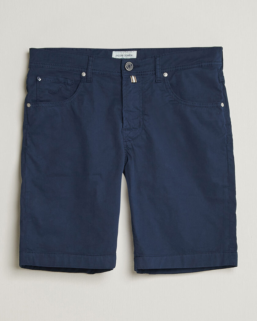Jacob Cohën Nicolas Cotton Gabardine Shorts Navy – Blå