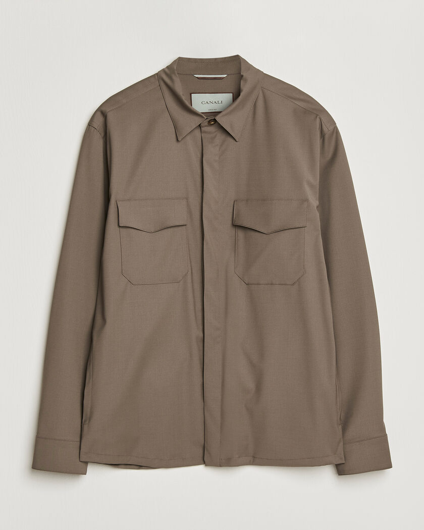 Canali Travel Wool Overshirt Brown – Brun