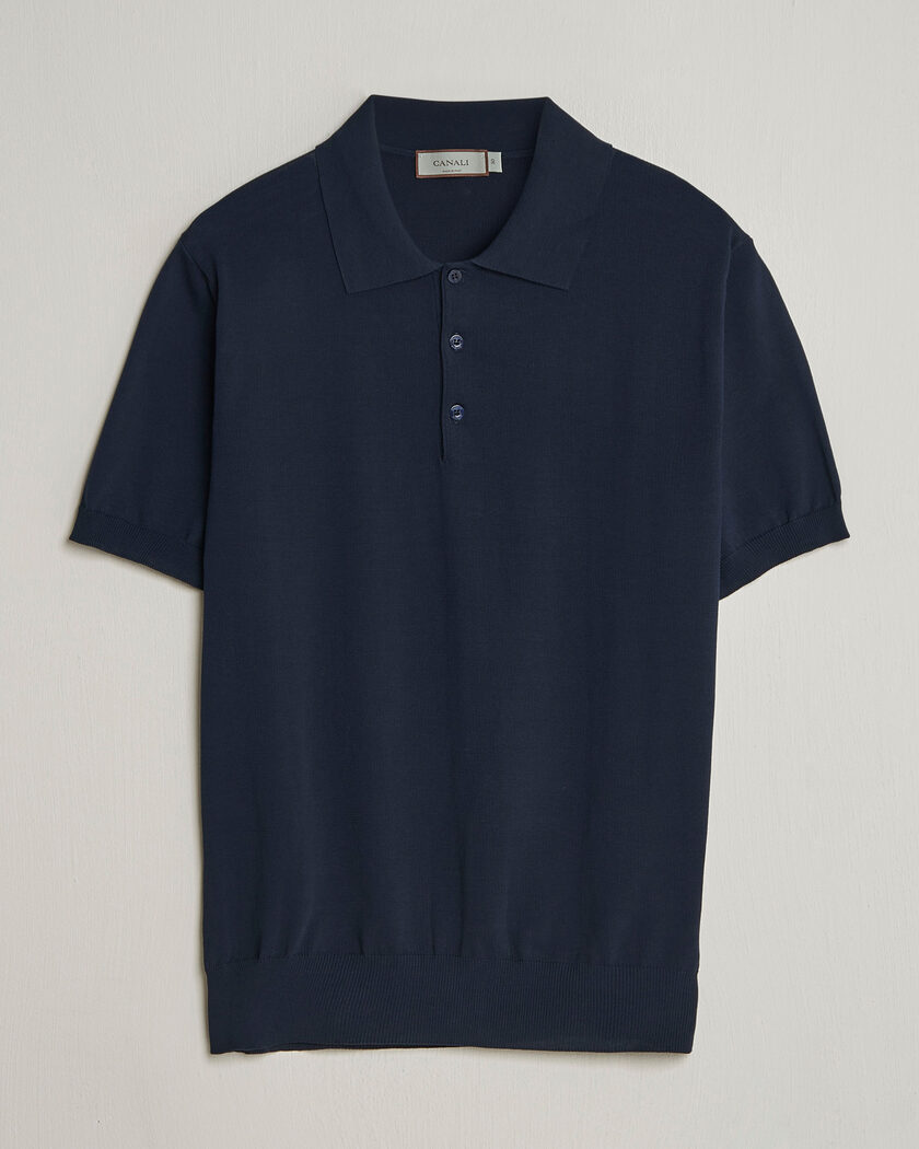 Canali Cotton Short Sleeve Polo Navy – Blå