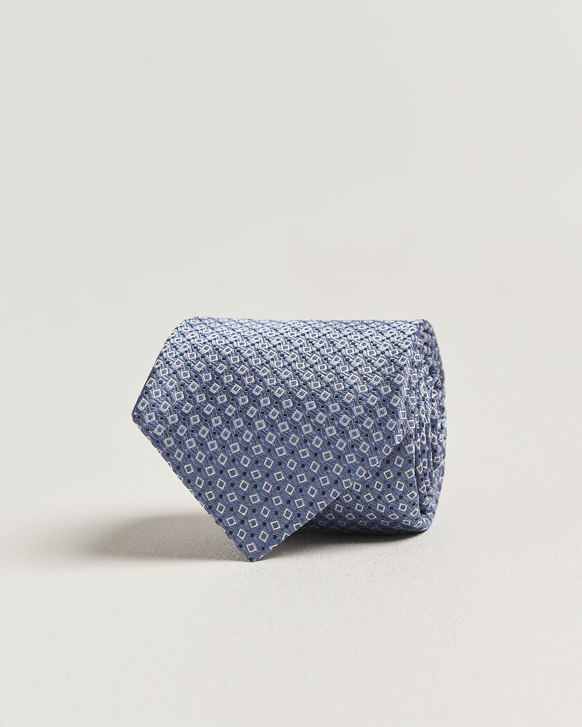 Canali Micro Structure Silk Tie Light Blue – Blå
