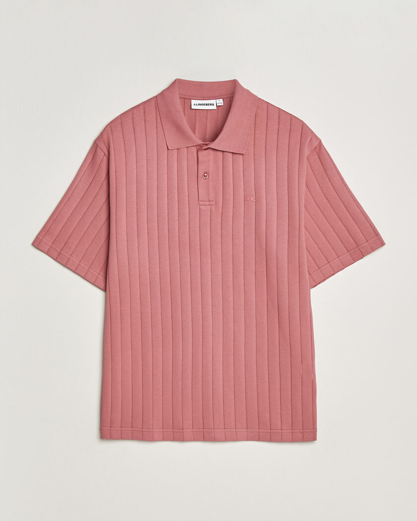 J.Lindeberg Simon Striped Polo Withered Rose – Rød