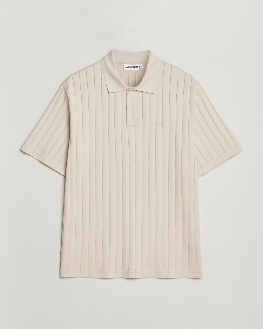 J.Lindeberg Simon Striped Polo Moonbeam – Beige