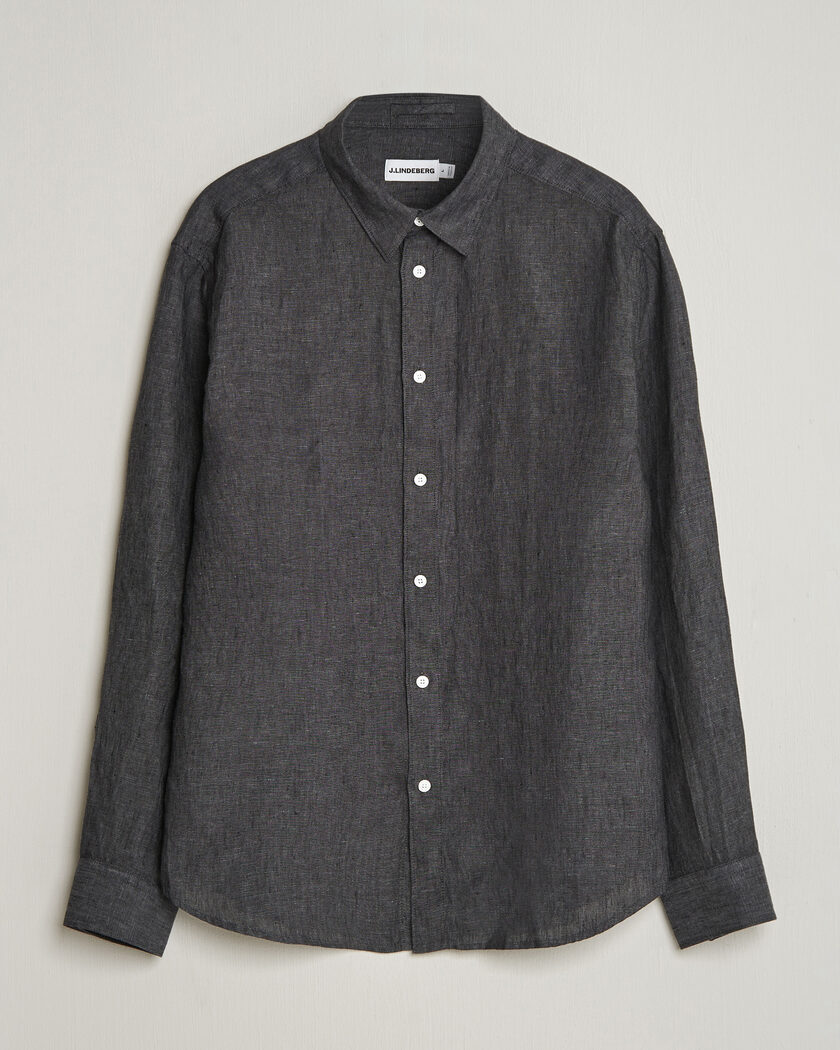 J.Lindeberg Marlon Linen Melange Shirt Black – Sort