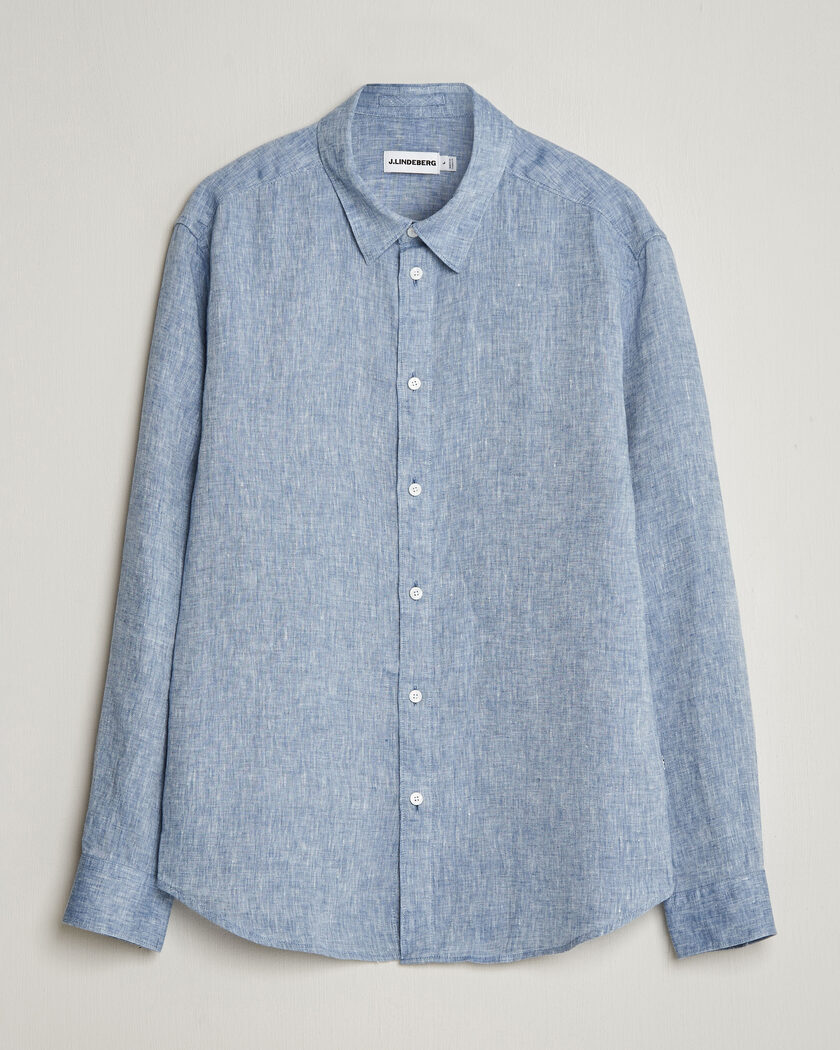 J.Lindeberg Marlon Linen Melange Shirt Federal Blue – Blå