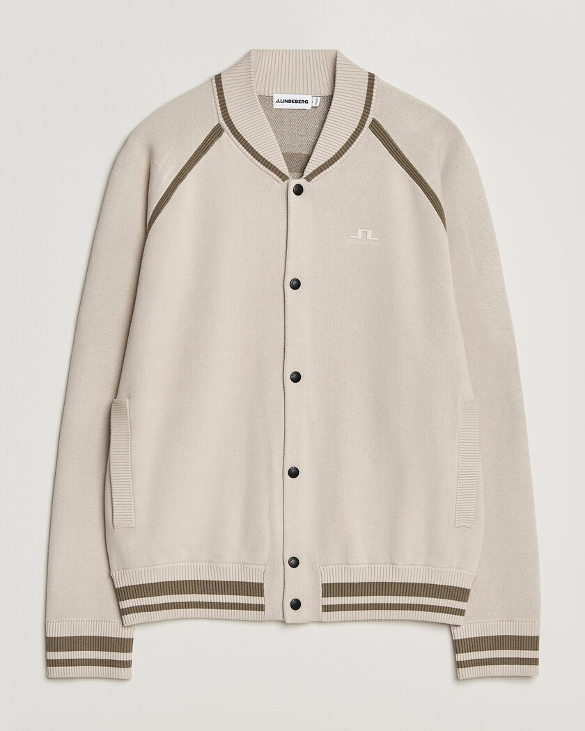 J.Lindeberg Stanley Jacquard Knit Bomber Moonbeam – Beige