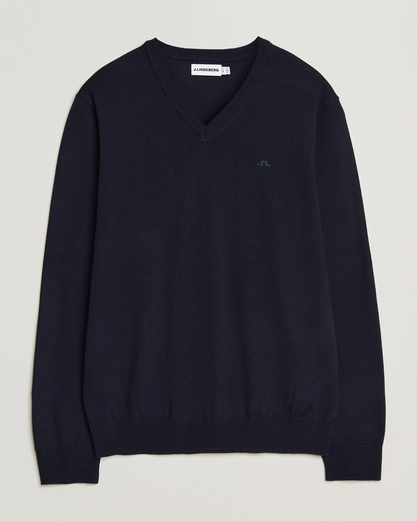 J.Lindeberg Lymann Merino V-Neck Pullover JL Navy – Blå