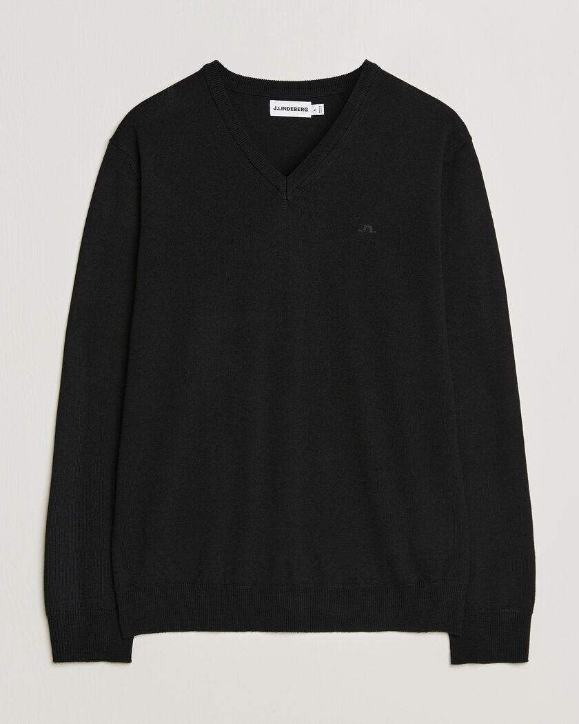 J.Lindeberg Lymann Merino V-Neck Pullover Black – Sort