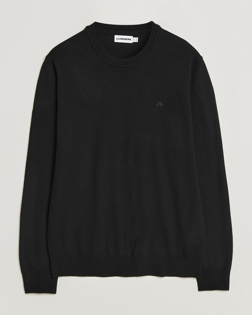 J.Lindeberg Keane Merino Crew Neck Pullover Black – Sort