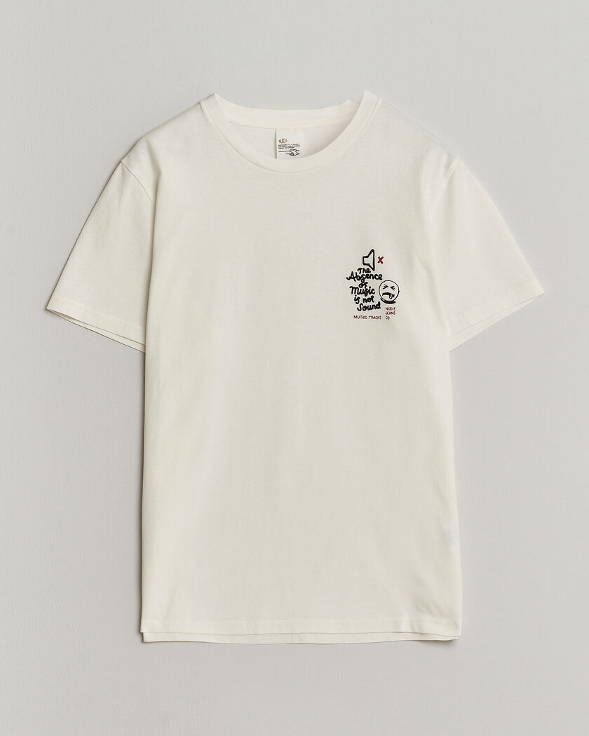 Nudie Jeans Roy Printed T-Shirt Chalk White – Hvid