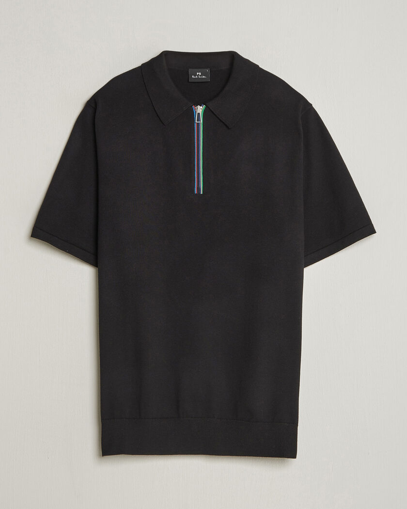 PS Paul Smith Cotton Knitted Half Zip Polo Black – Sort
