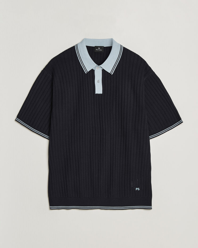 PS Paul Smith Cotton Knitted Polo Navy – Blå