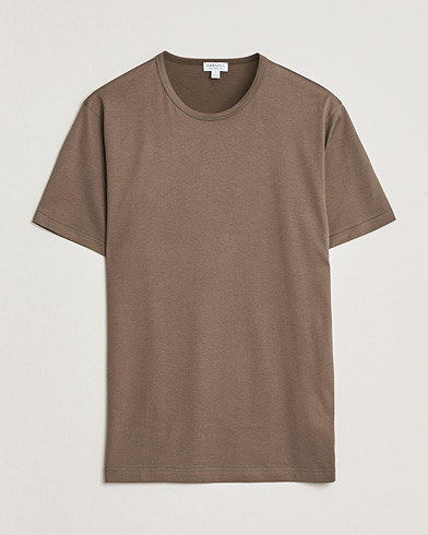 Sunspel Crew Neck Q82 Cotton T-Shirt Dark Cedar – Brun