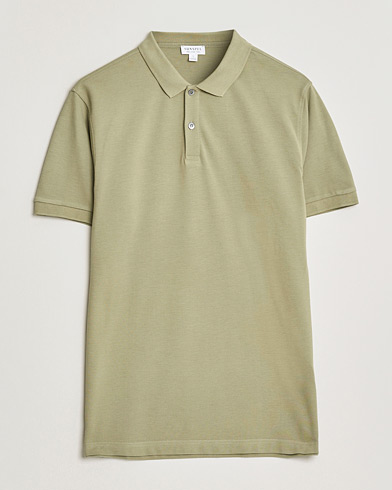 Sunspel Supima Cotton Short Sleeve Pique Polo Pistachio – Grøn