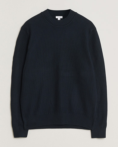 Sunspel Cotton Stitch Mock Neck Navy – Blå