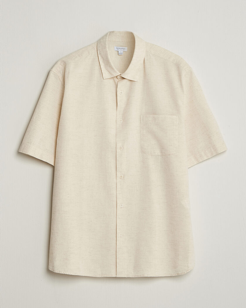 Sunspel Natural Texture Linen Shirt Ecru – Hvid