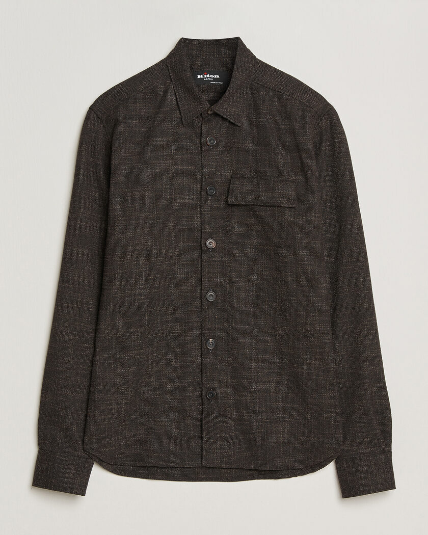 Kiton Virgin Wool Overshirt Dark Brown – Brun
