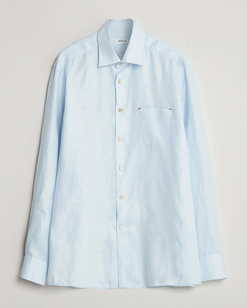 Kiton Linen Sport Shirt Light Blue – Blå