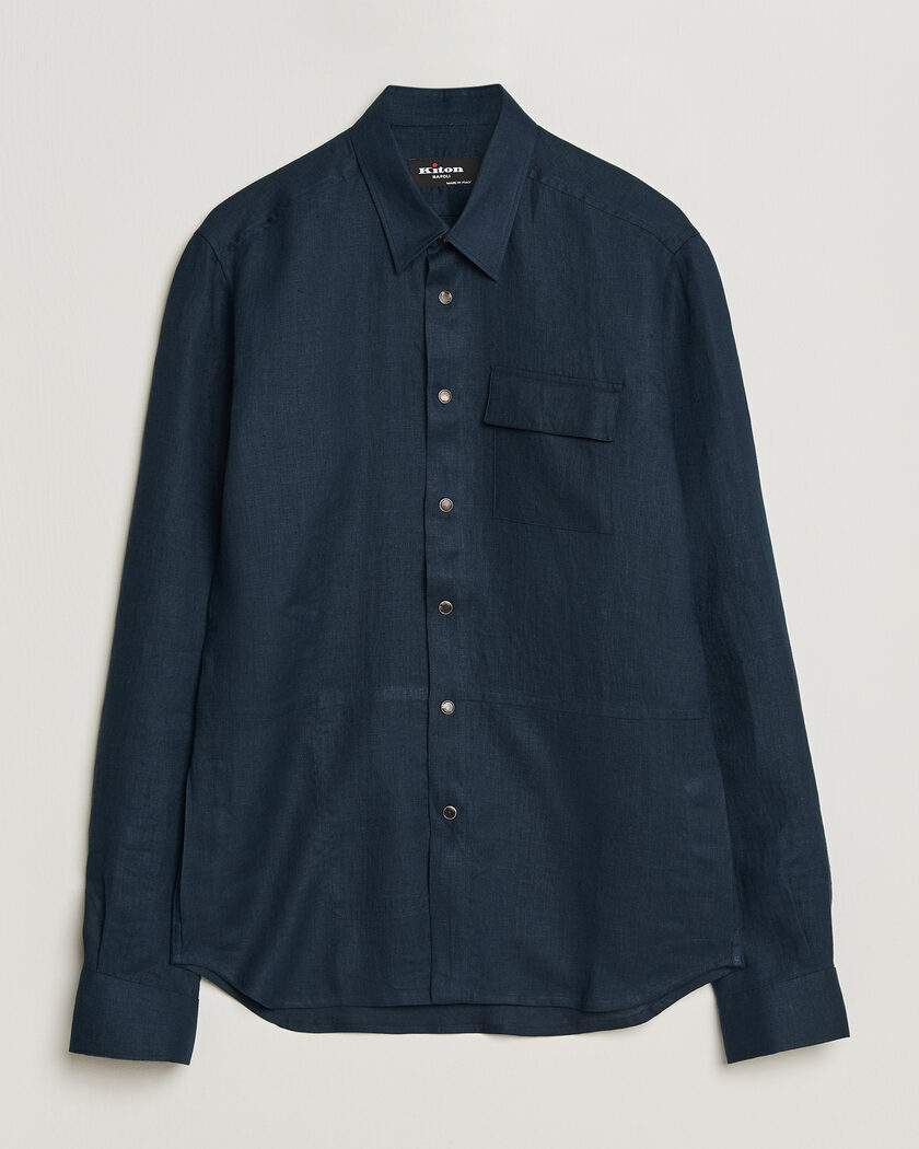  Kiton Linen Overshirt Navy – Blå