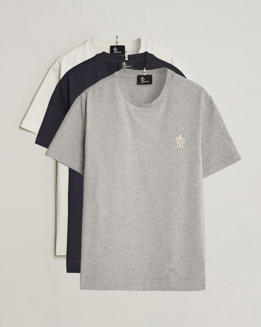 Moncler Grenoble 3-Pack Logo T-Shirts White/Grey/Black – Flerfarvet