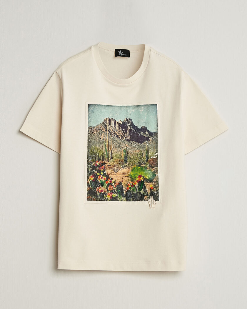 Moncler Grenoble Mountain Print T-Shirt Off White – Hvid