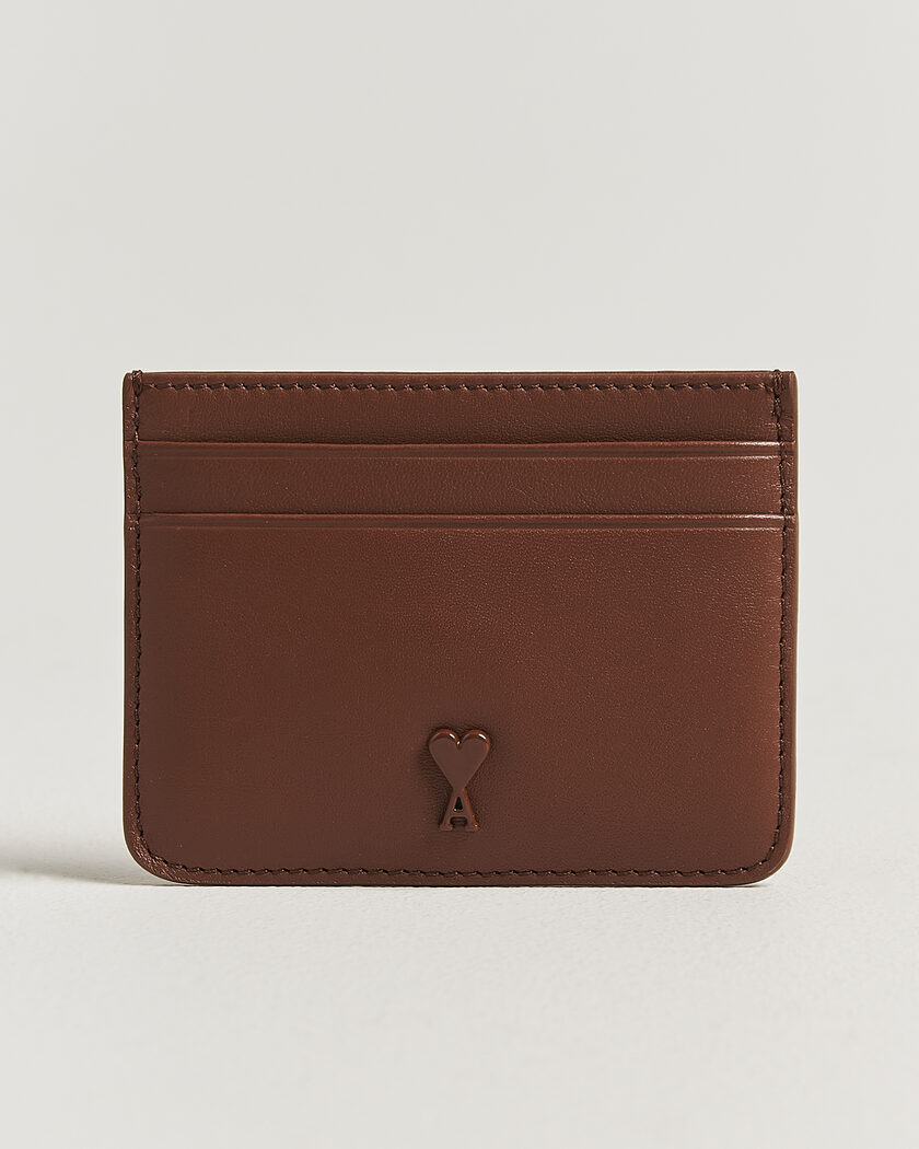 AMI Tonal Heart Logo Card Holder Caramel – Brun