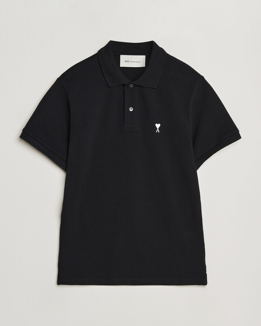 AMI Contrast Heart Logo Polo Black – Sort
