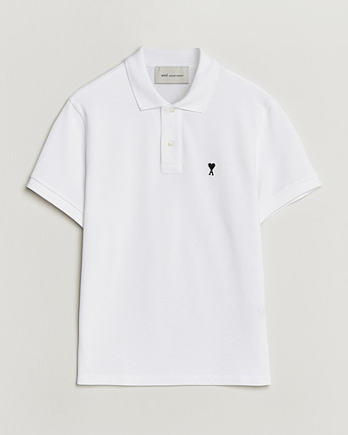 AMI Contrast Heart Logo Polo White – Hvid