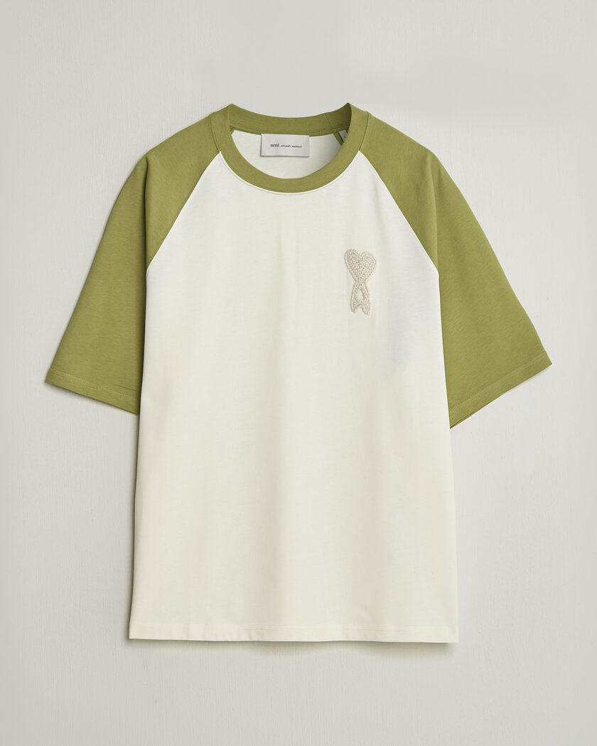 AMI Knitted Heart Logo T-Shirt Creme/Matcha – Flerfarvet