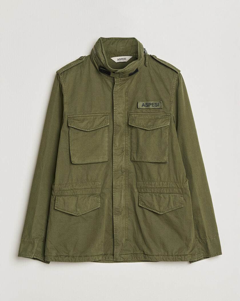 Aspesi Washed Cotton Field Jacket Military – Grøn