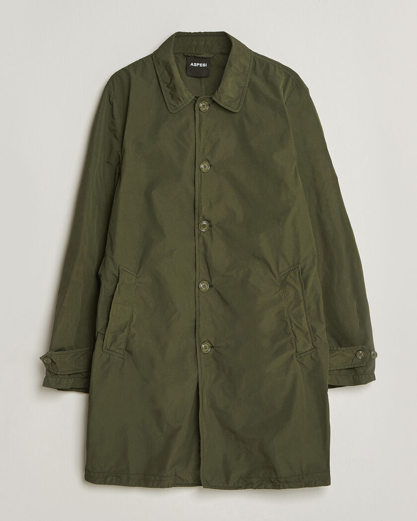 Aspesi Garment Dyed Lemon Coat Military – Grøn