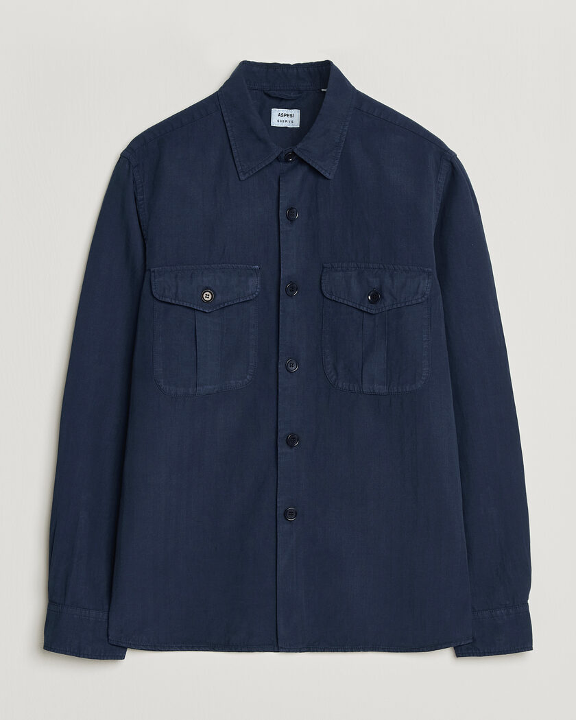 Aspesi Double Pocket Overshirt Navy – Blå