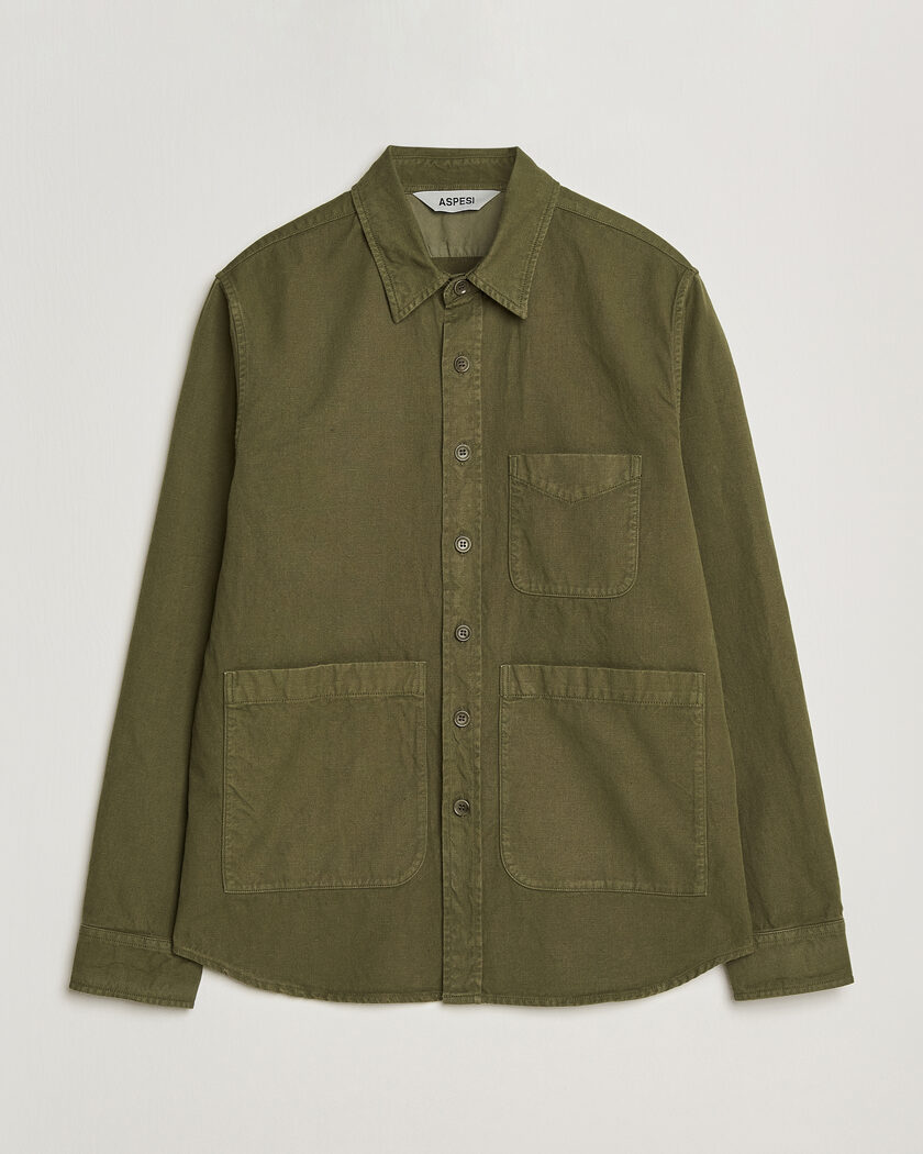 Aspesi Garment Dyed Utility Shirt Military – Grøn