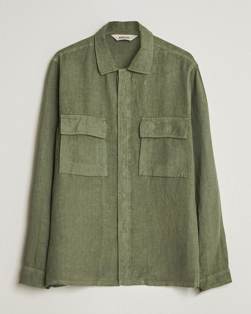 Aspesi Linen Overshirt Military – Grøn