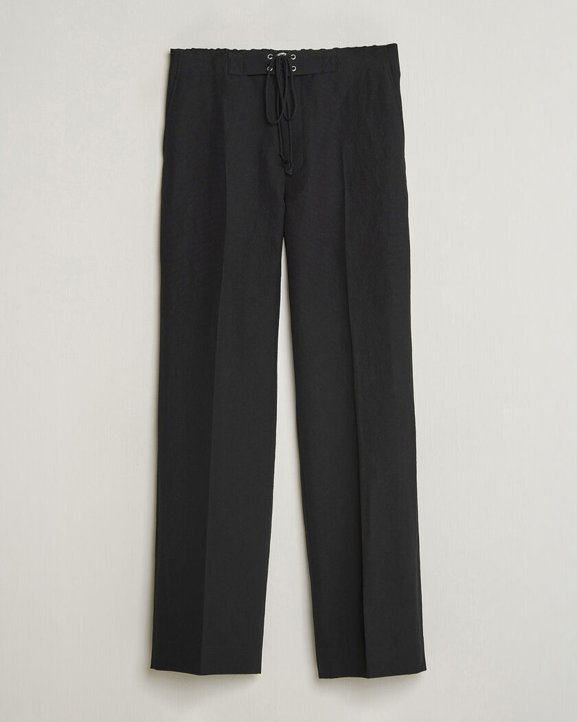 Auralee Wool/Linen Ox Drawstring Pants Black – Sort