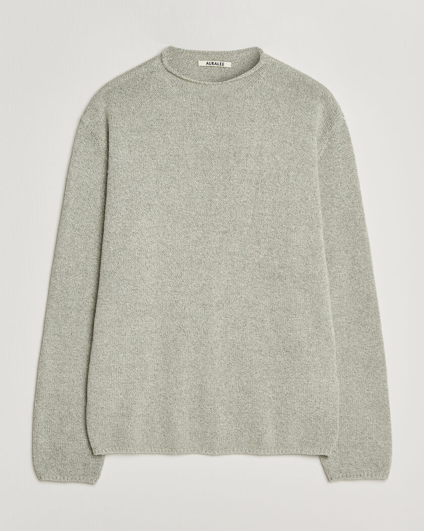Auralee Cashmere/Silk Crew Neck Mint Melange – Grøn
