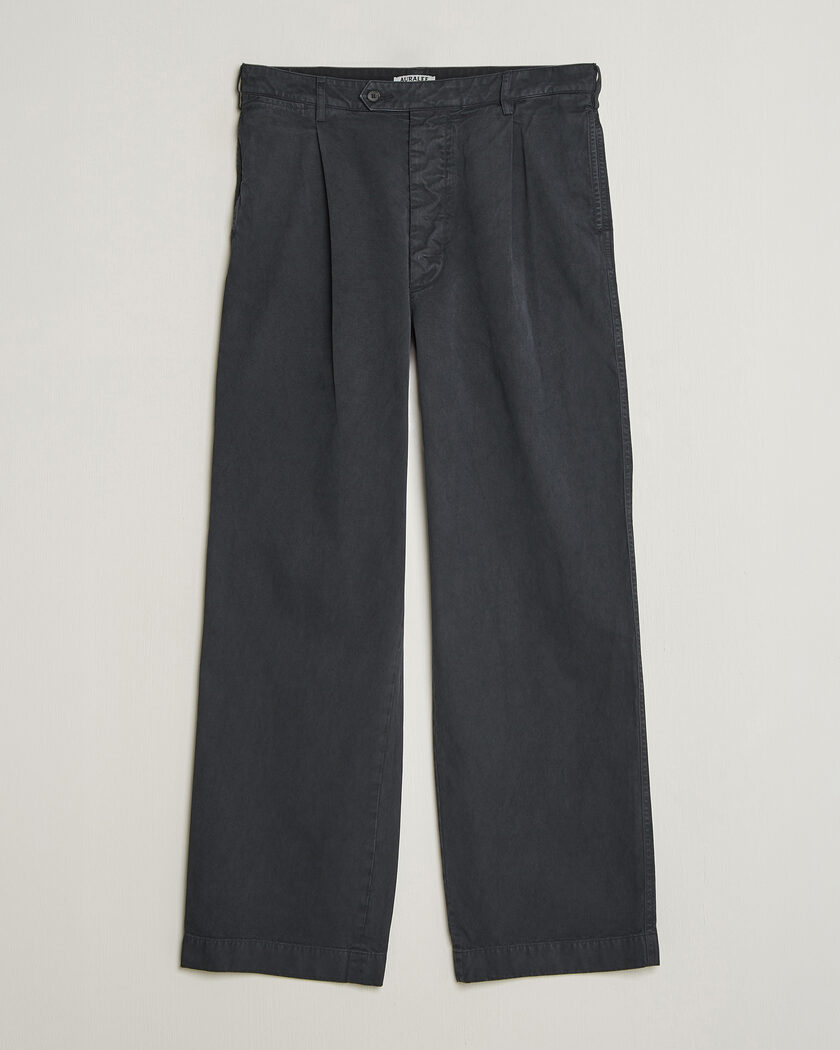 Auralee Garment Dyed Finx Chinos Black – Sort