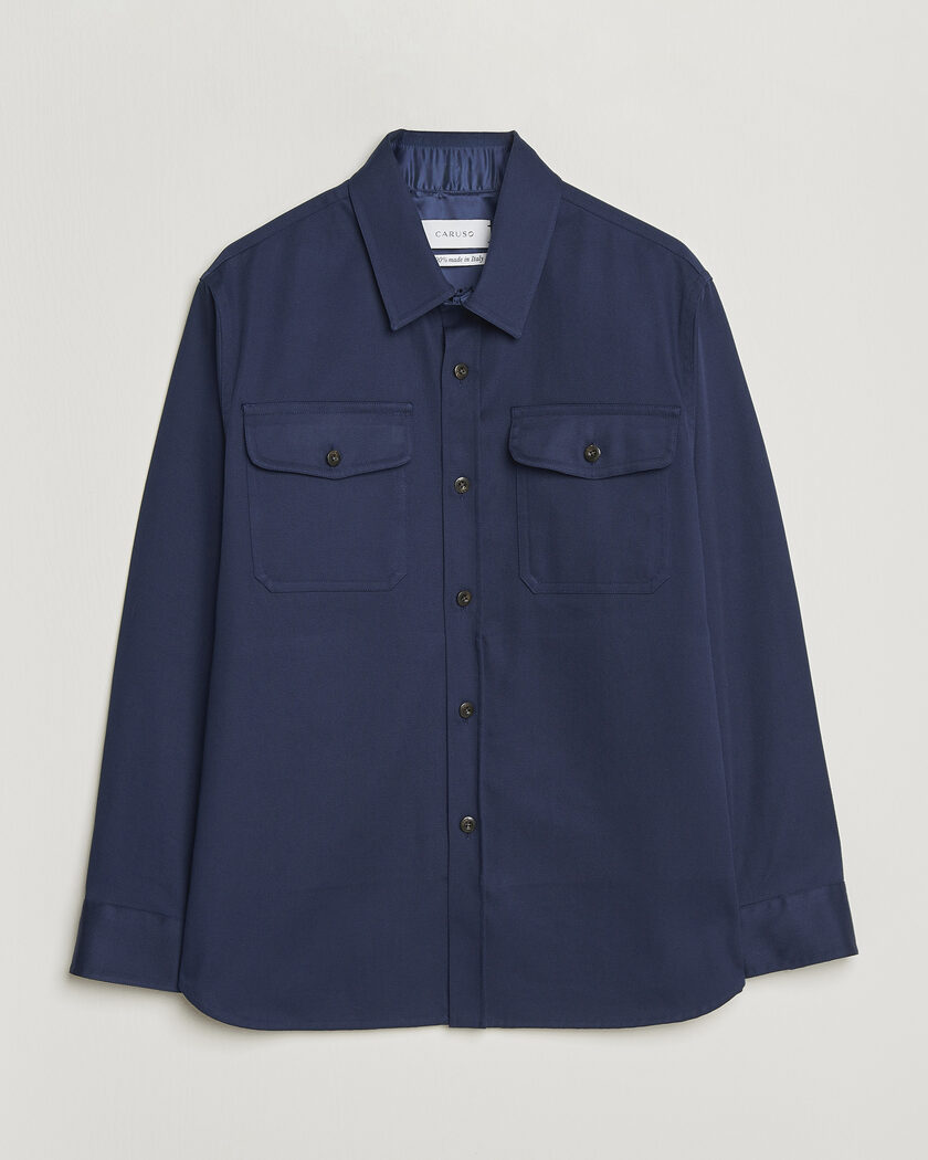 Stone Island Old Effect Garment Washed Zip Overshirt Navy Blue